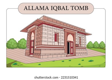 Sharine of Allama iqbal vector art tomb