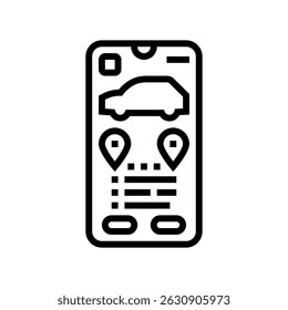 sharing app car share service line icon vector. sharing app car share service sign. isolated contour symbol black illustration