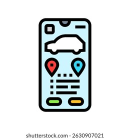sharing app car share service color icon vector. sharing app car share service sign. isolated symbol illustration