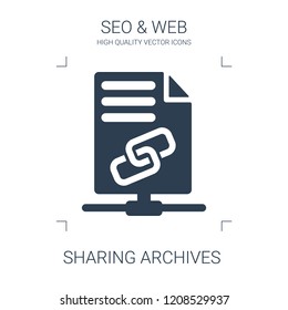 sharing archives icon. high quality filled sharing archives icon on white background. from seo web collection flat trendy vector sharing archives symbol. use for web and mobile