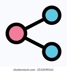 Sharing, Bluetooth, Share Icon, Connector, Social Media Share Sign Vector Icon, User Interface, User Experience, Isolated Lineal Color Vector Icon.
