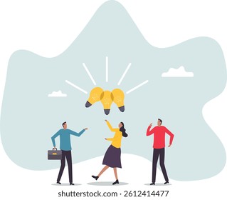 Sharing business ideas, collaboration meeting, sharing knowledge, teamwork or people thinking the same idea.character for design.