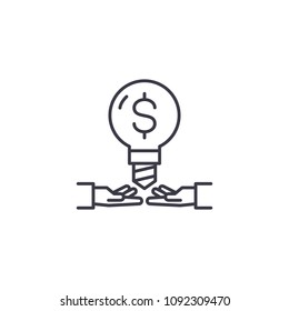 Sharing business ideas linear icon concept. Sharing business ideas line vector sign, symbol, illustration.