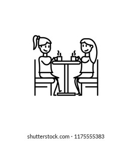 sharing coffee drinking icon. Element of friendship icon for mobile concept and web apps. Thin line sharing coffee drinking icon can be used for web and mobile