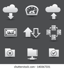 Sharing computer and data store icons,vector