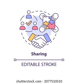 Sharing Concept Icon. Divide And Allocate Personal Resources. Knowledge Sharing In Organization Abstract Idea Thin Line Illustration. Vector Isolated Outline Color Drawing. Editable Stroke