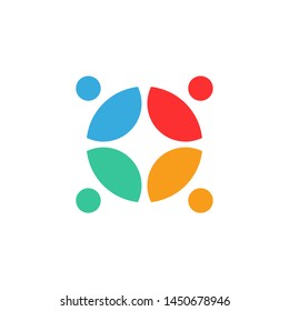 Sharing consult logo template, vector connected people icon design