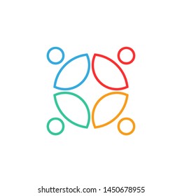 Sharing consult logo template, vector connected people icon design