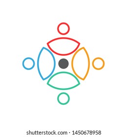 Sharing consult logo template, vector connected people icon design