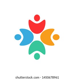 Sharing consult logo template, vector connected people icon design