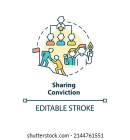 Sharing conviction concept icon. Charismatic people characteristic abstract idea thin line illustration. Isolated outline drawing. Editable stroke. Arial, Myriad Pro-Bold fonts used