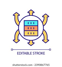 Sharing digital information RGB color icon. Communication technology development. Virtual dataset service. Isolated vector illustration. Simple filled line drawing. Editable stroke