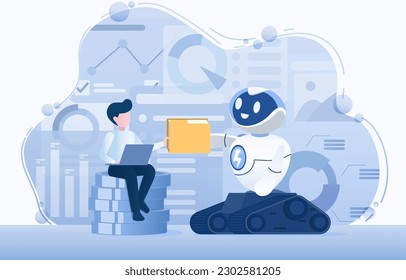 Sharing document between human and robot. Robot assist human coworkers in analyzing and processing data, planning and managing work projects, and providing support and assistance.