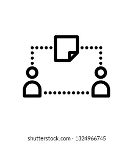 sharing document icon, outline black style
