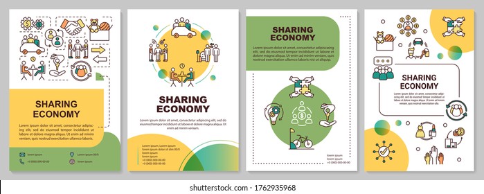 Sharing economy brochure template. Collaborative business model flyer, booklet, leaflet print, cover design with linear icons. Vector layouts for magazines, annual reports, advertising posters