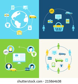 Sharing Economy And Collaborative Consumption Concept Illustration
