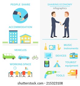Sharing Economy And Collaborative Consumption Infographics Set
