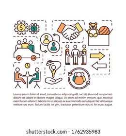 Sharing Economy Concept Icon With Text. Collaborative Consumption, Peer To Peer Lending Services PPT Page Vector Template. Brochure, Magazine, Booklet Design Element With Linear Illustrations