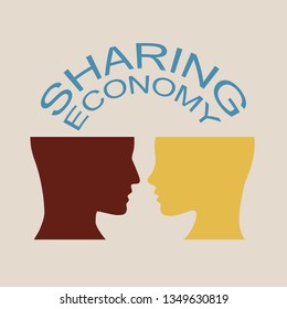 Sharing economy concept illustration. Human head vector icon