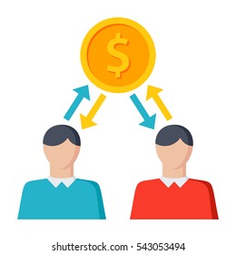 Sharing economy concept with people and coin