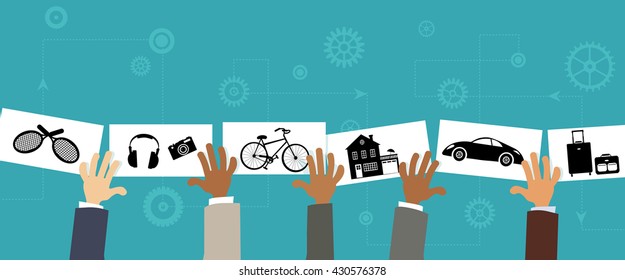 Sharing economy, conceptual vector illustration, EPS8, no transparencies