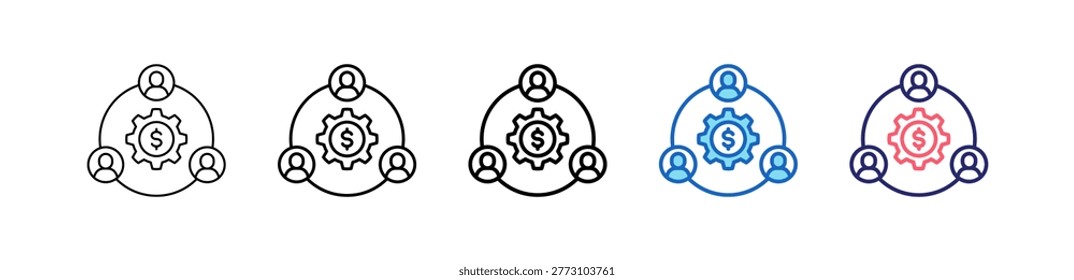 Sharing Economy Icon In 5 Different Styles Set Collection.