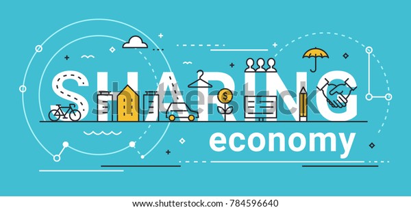 Sharing Economy\
Line Vector Concept\
Illustration.
