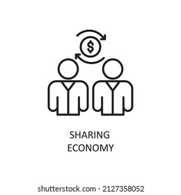 Ilustración de diseño de iconos de esquema del vector de economía compartida. Símbolo de Fintech sobre el fondo blanco Archivo EPS 10