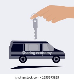 Sharing Economy.Car, Key on the finger. Vector illustration. Design Concept svg