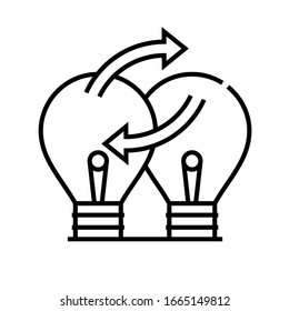 Compartiendo icono de línea de experiencia, signo de concepto, ilustración de vector de contorno, símbolo lineal.