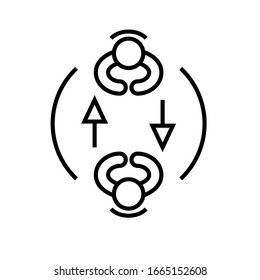 Compartiendo icono de línea de experiencia, signo de concepto, ilustración de vector de contorno, símbolo lineal.