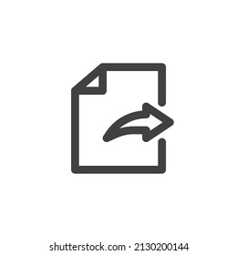 Sharing file line icon. linear style sign for mobile concept and web design. Send document file outline vector icon. Symbol, logo illustration. Vector graphics