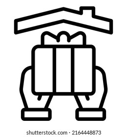 Teilen von Geschenksymbol Umriss-Vektorgrafik. Blutspende Soziale Liebe teilen