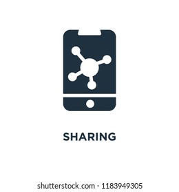 Sharing icon. Black filled vector illustration. Sharing symbol on white background. Can be used in web and mobile.