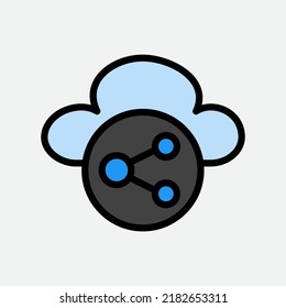 Sharing icon in filled line style about cloud computing, use for website mobile app presentation