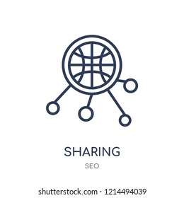 Sharing icon. Sharing linear symbol design from SEO collection. Simple outline element vector illustration on white background.