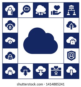 sharing icon set. 17 filled sharing icons.  Simple modern icons about  - Cloud computing, Cloud, Social, Donation, Sharing