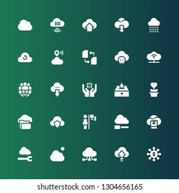 sharing icon set. Collection of 25 filled sharing icons included Sharing, Cloud computing, Data Cloud, Leadership, Charity, Donation, Leader, Computing cloud