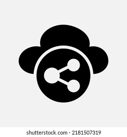 Sharing icon in solid style about cloud computing, use for website mobile app presentation