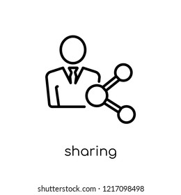Sharing icon. Trendy modern flat linear vector Sharing icon on white background from thin line Programming collection, editable outline stroke vector illustration