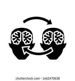 Icono negro de ideas, ilustración conceptual, símbolo plano vectorial, signo de glifo.