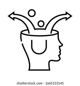 Icono de línea de ideas, signo de concepto, ilustración de vector de esquema, símbolo lineal.