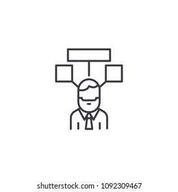 Sharing ideas linear icon concept. Sharing ideas line vector sign, symbol, illustration.