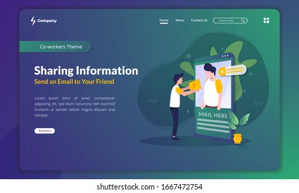 Teilen von Informationen, Geben Sie Informationen per E-Mail an Ihren Freund auf der Landing-Page-Vorlage