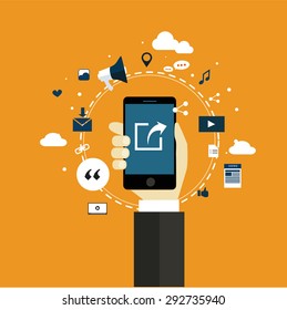 sharing internet of things technology flat design vector