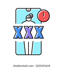 Teilen von intimen Bildern ohne Einverständnisfarbensymbol, Vektorgrafik. Teilen intimer Bilder ohne Zustimmungszeichen. einzelne Symbolillustration