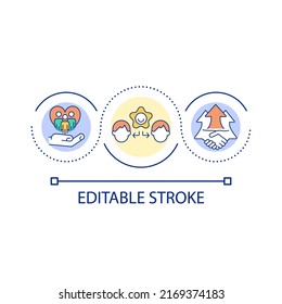 Austausch von Wissen und Fertigkeiten in der Arbeitsschleife Symbol. Bessere Problemlösung und Produktivitätsabstrakte Idee dünne Linie Illustration. Einzeln Umrisszeichnung. Bearbeitbarer Strich. Arithmetik verwendet