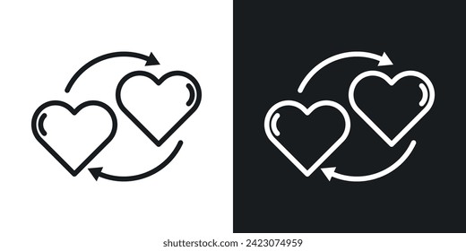 Sharing love icon designed in a line style on white background.
