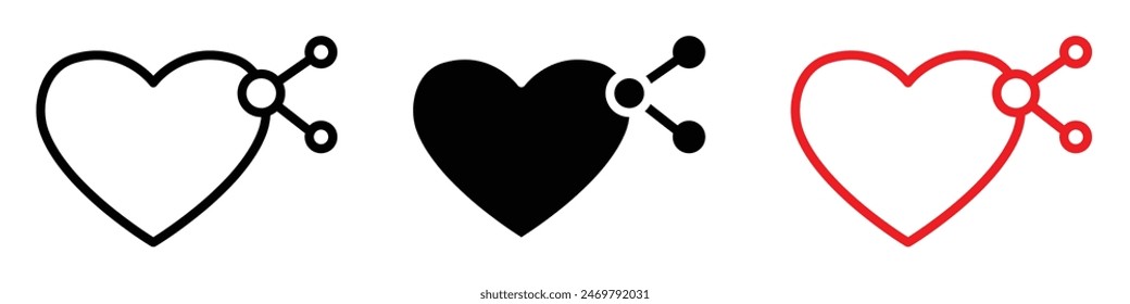 Sharing love icon mark in filled style