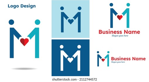 Compartir el diseño del logo del amor, o también puede ser usado como un icono para compartir el amor, mientras también es un "M"